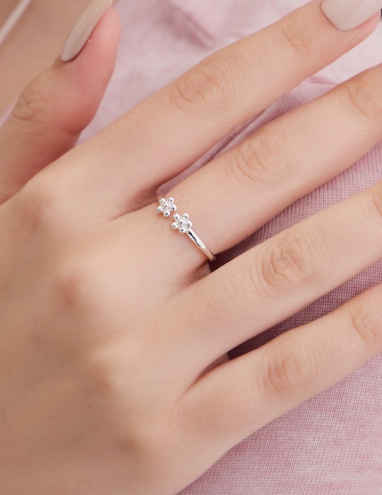 【925純銀】小花輕語可調式戒指