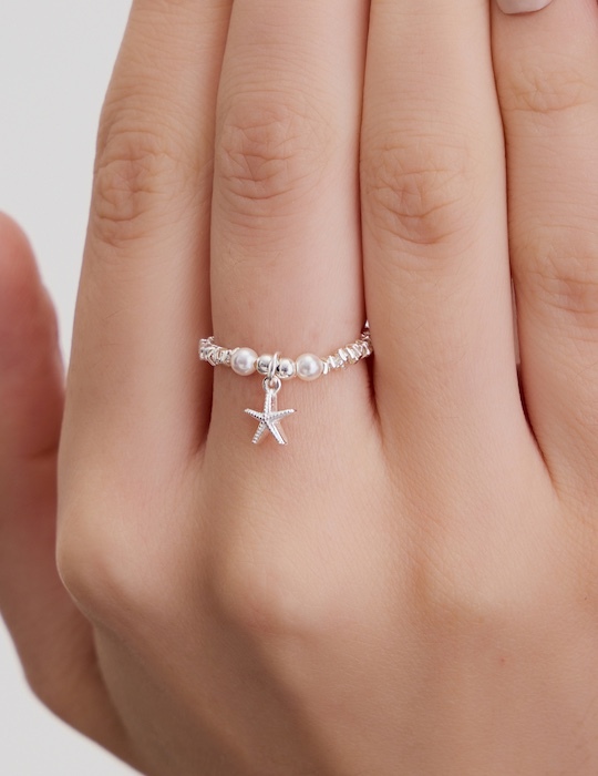 【925純銀】海星泡泡彈性繩戒指