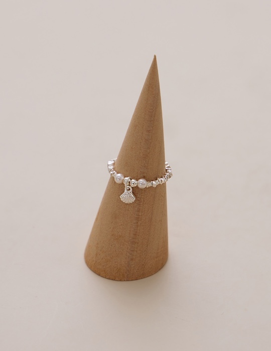 【925純銀】貝殼泡泡彈性繩戒指