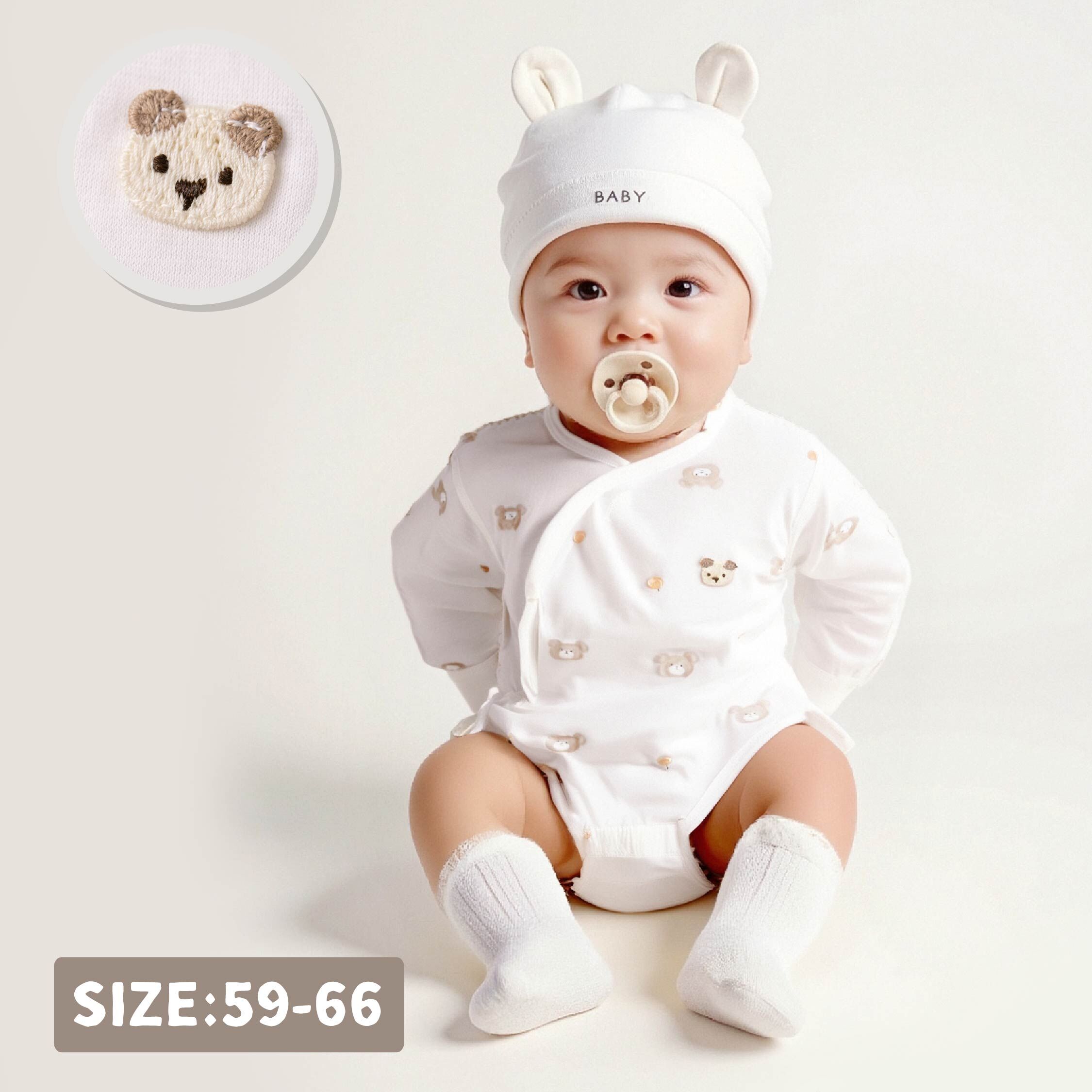 純淨系列【T0002】小熊蘋果糖葫蘆親膚長袖包屁衣