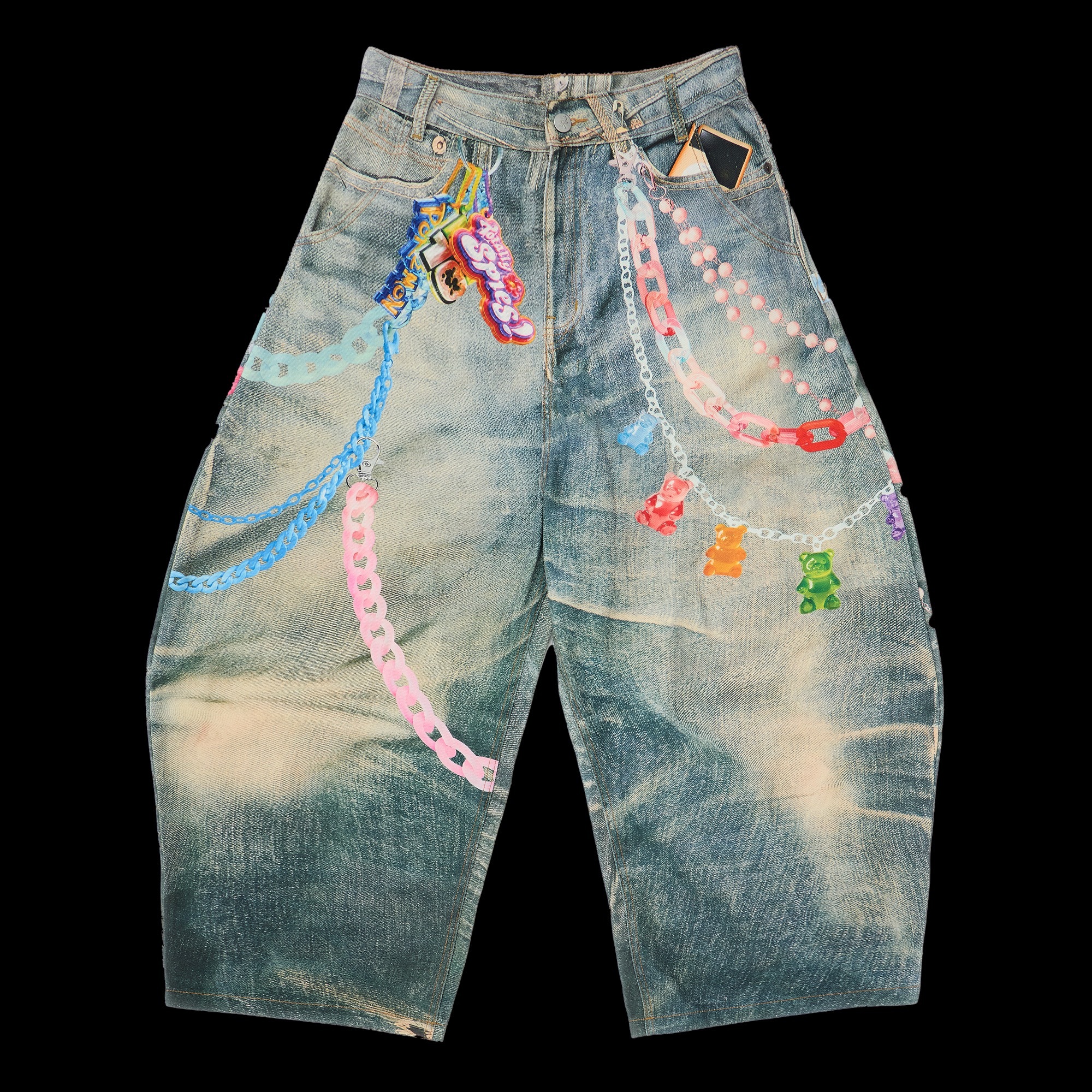 FEINICKO POLYCHROME GUMMY DENIM PANTS