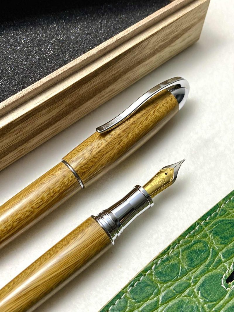 3952老山羊-那魯灣嚴選綠檀木高清高亮版雙色鋼尖系列鋼筆