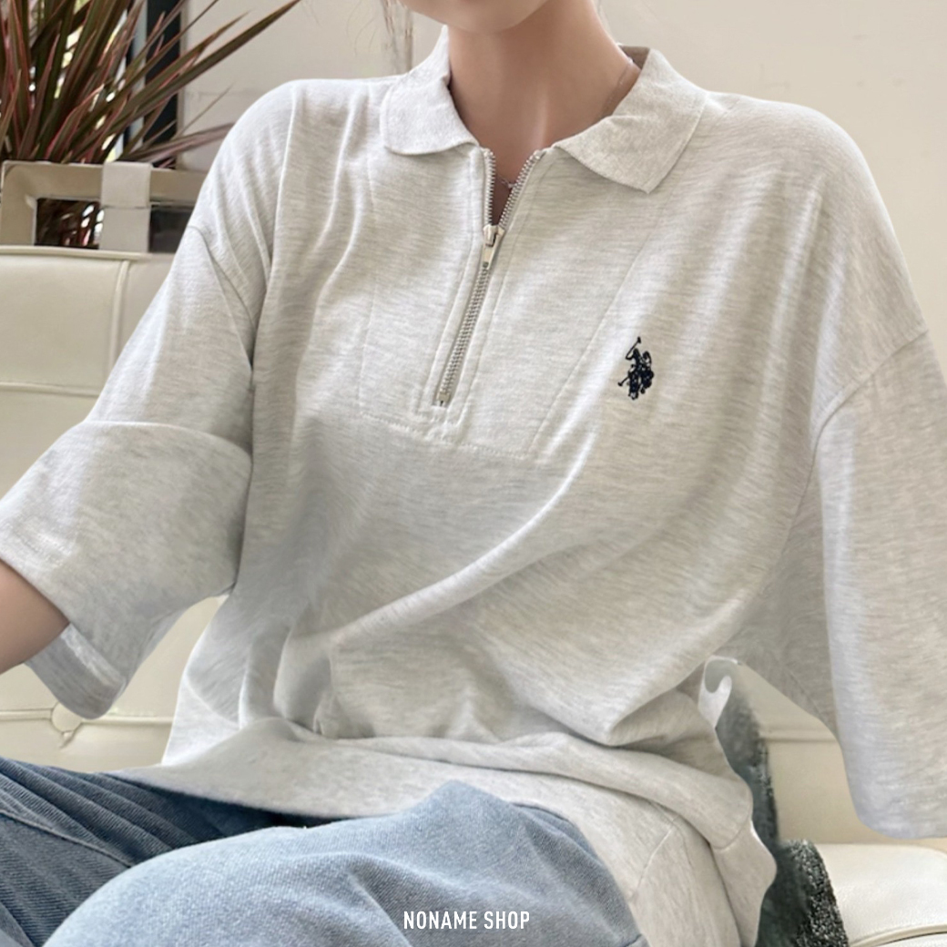 U.S. POLO ASSN 半開襟 拉鍊 LOGO 短袖 五色 (女款)