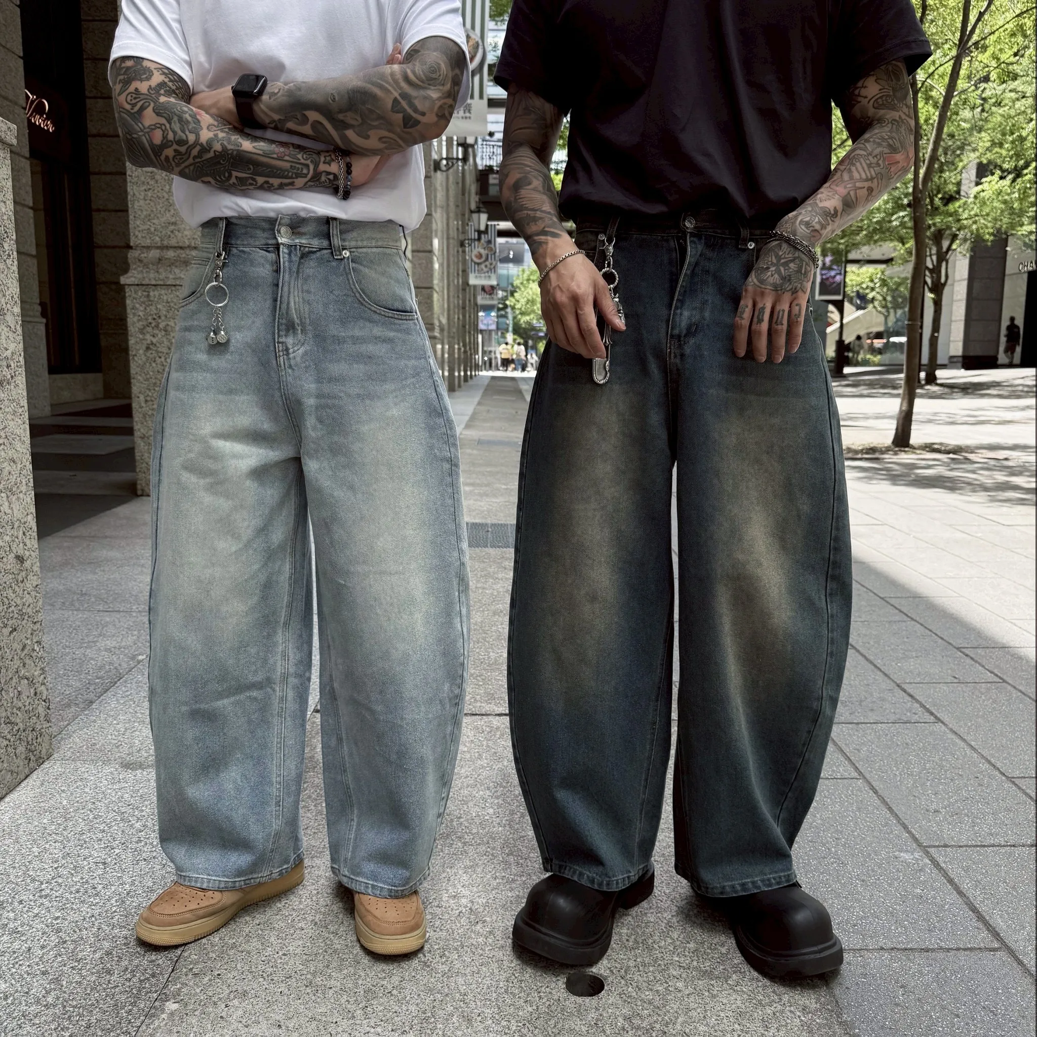 基本 彎刀 水洗 牛仔 長褲