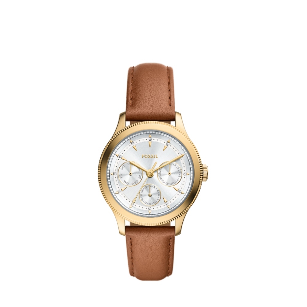 Brynn 簡約金棕洗鍊風格女錶 棕色真皮錶帶 38 MM BQW8022