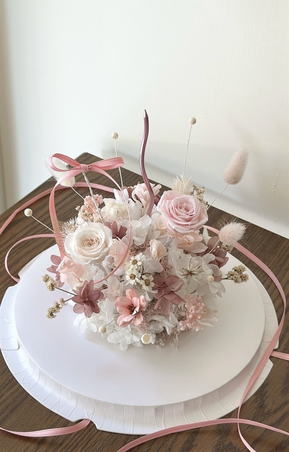 永生繡球花蛋糕-霧粉芭蕾 (不可食用)