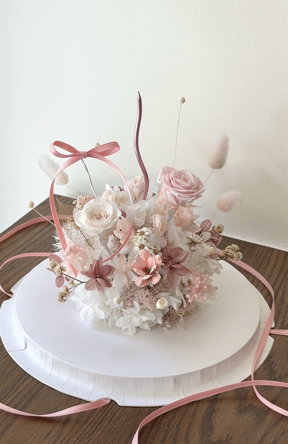 永生繡球花蛋糕-霧粉芭蕾 (不可食用)