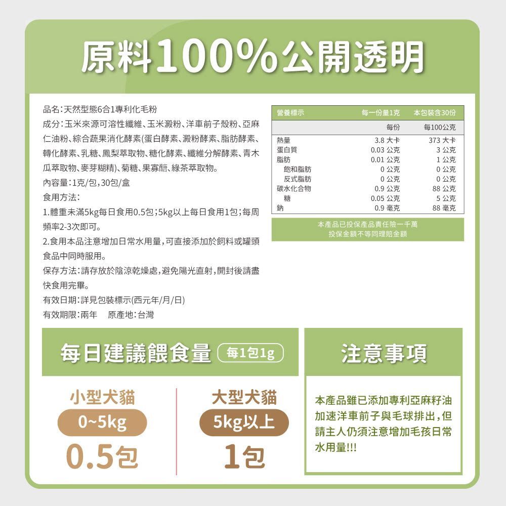 毛孩時代｜天然型態6合1專利化毛粉 (30包/盒) *貓狗適用*