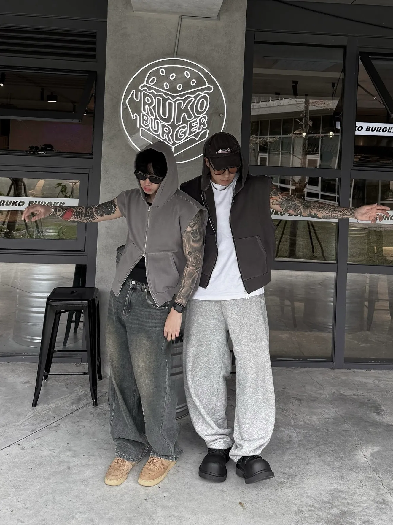 水洗 短版 連帽 無袖 外套