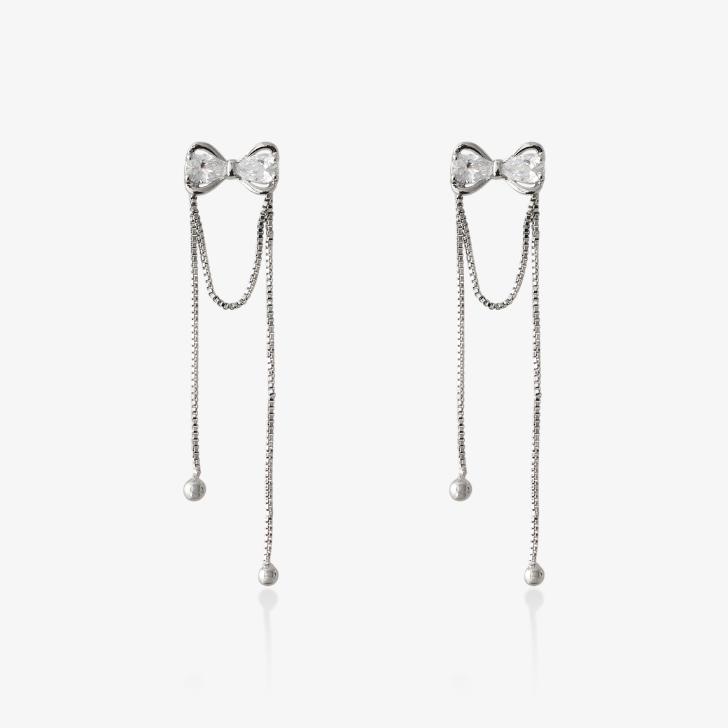 閃耀蝴蝶結鏈條耳環