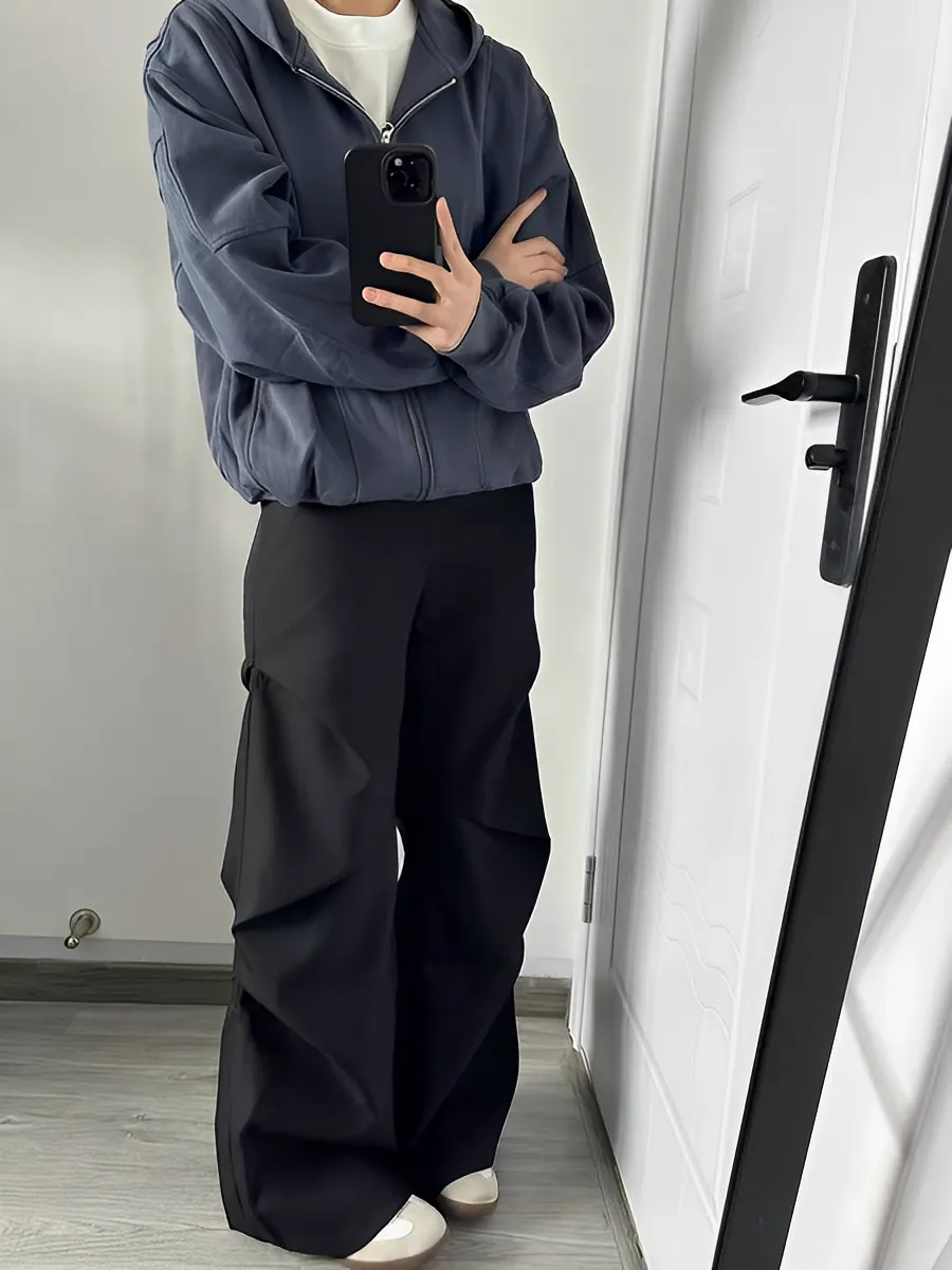 皺摺 修身 線條 傘兵 西裝 喇叭褲