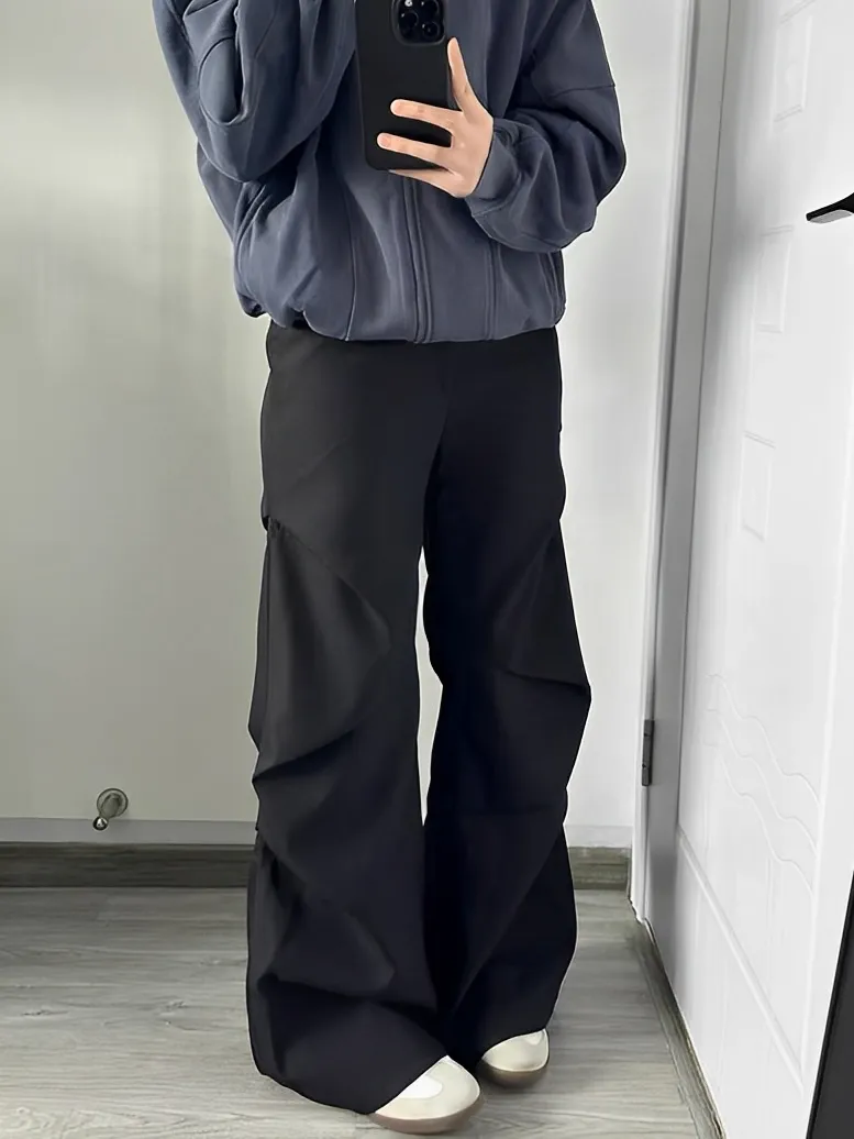 皺摺 修身 線條 傘兵 西裝 喇叭褲