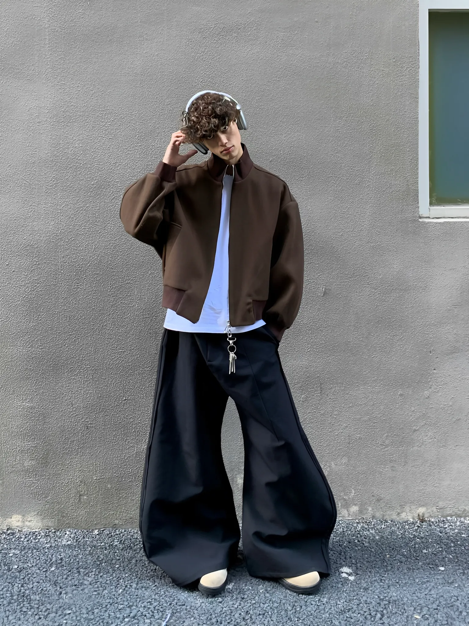 毛呢 寬短 立領 休閒 外套