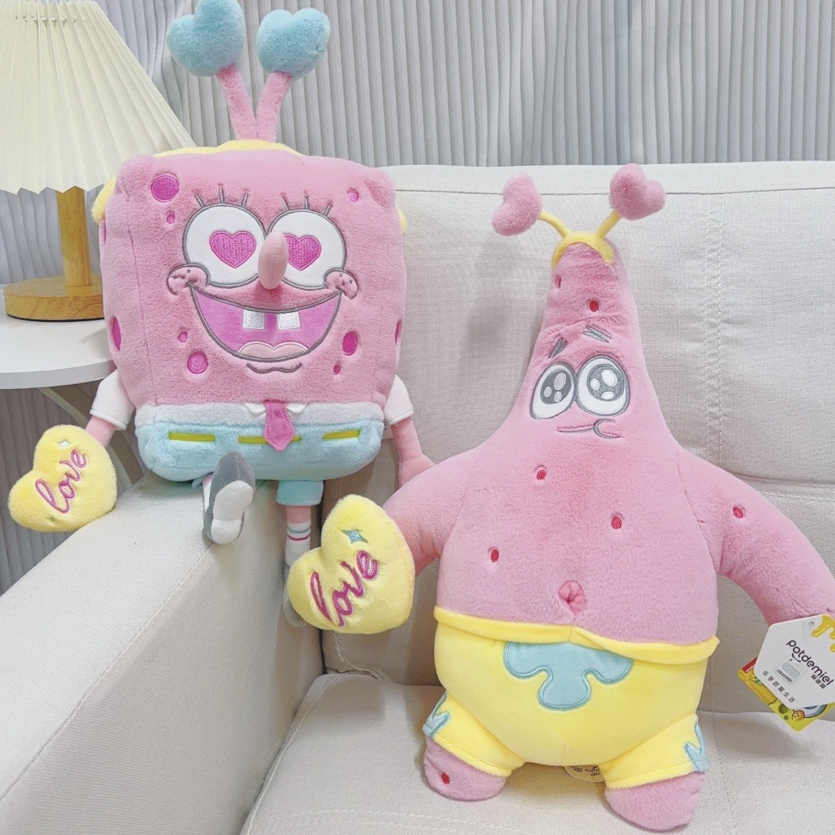 <正版授權>情人節限定 甜蜜蜜 海綿寶寶和派大星 粉紅娃娃 毛絨公仔