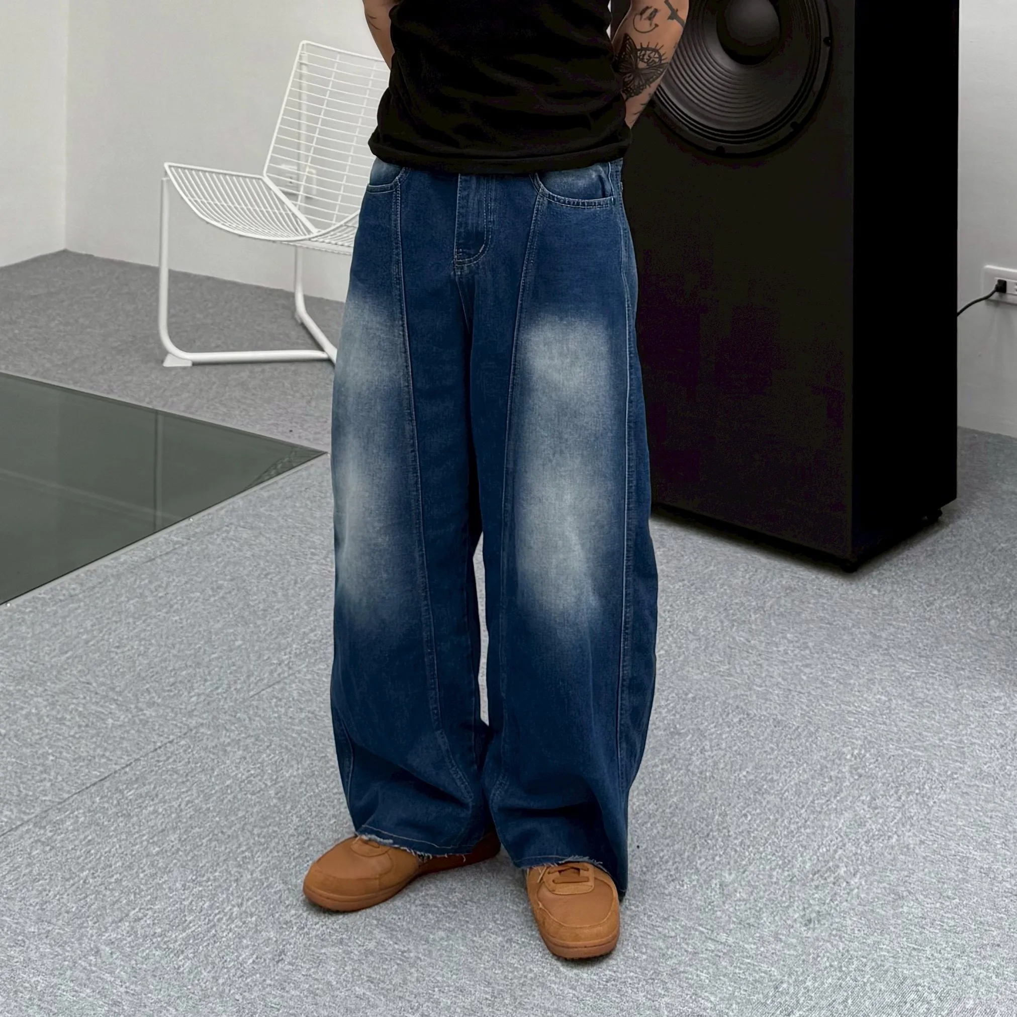 不收邊 設計 彎刀 牛仔 長褲