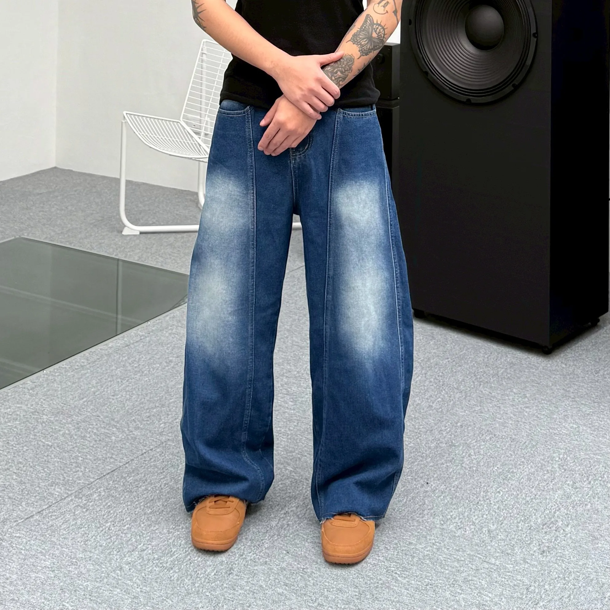 不收邊 設計 彎刀 牛仔 長褲