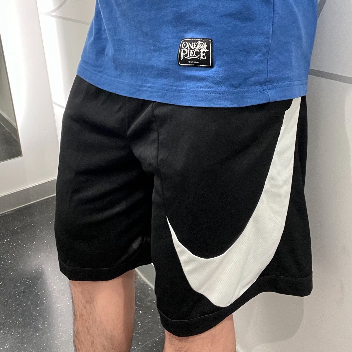 NIKE DRI-FIT 撞色 大LOGO 寬鬆 籃球褲 黑色