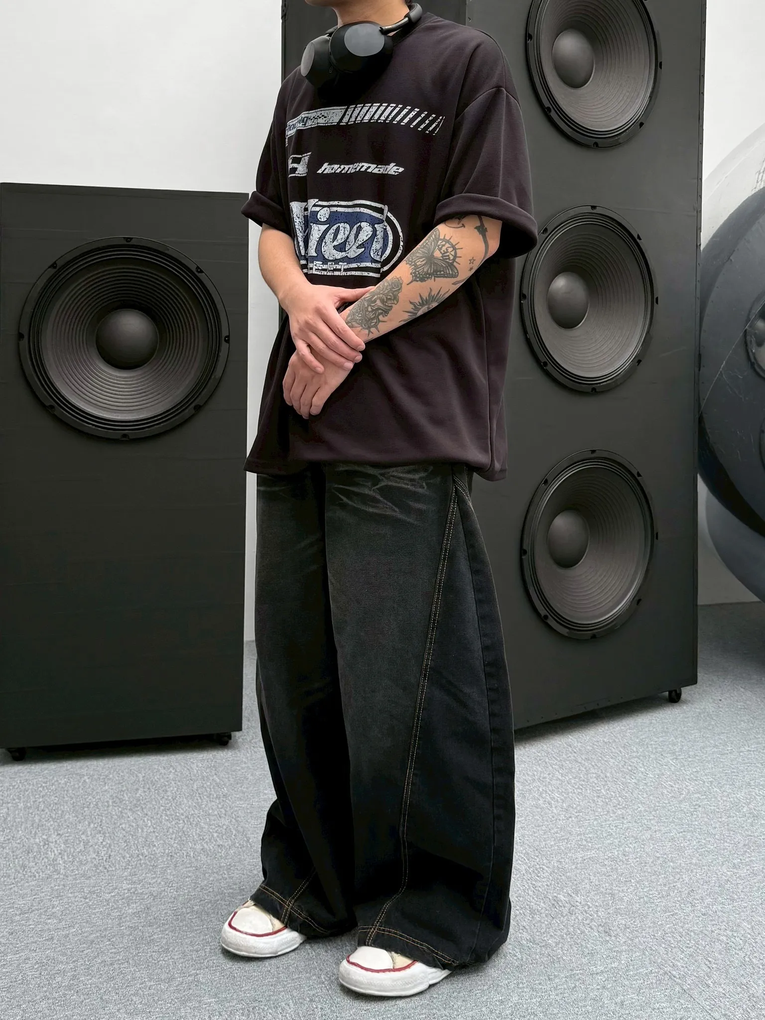 車線 刷色 彎刀 牛仔 長褲