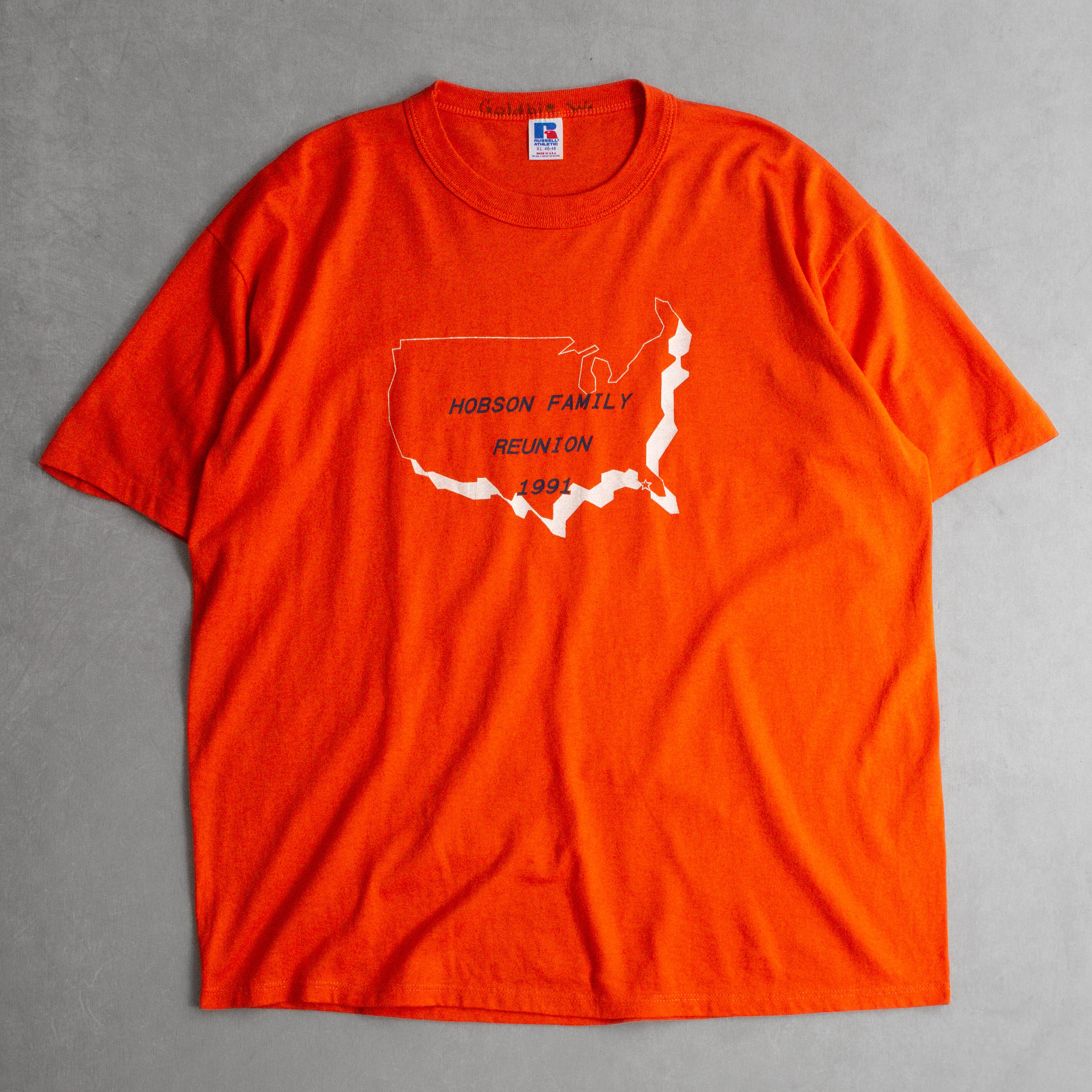 80-90S VINTAGE TEE 美國製 橘色 地圖 短袖 T恤