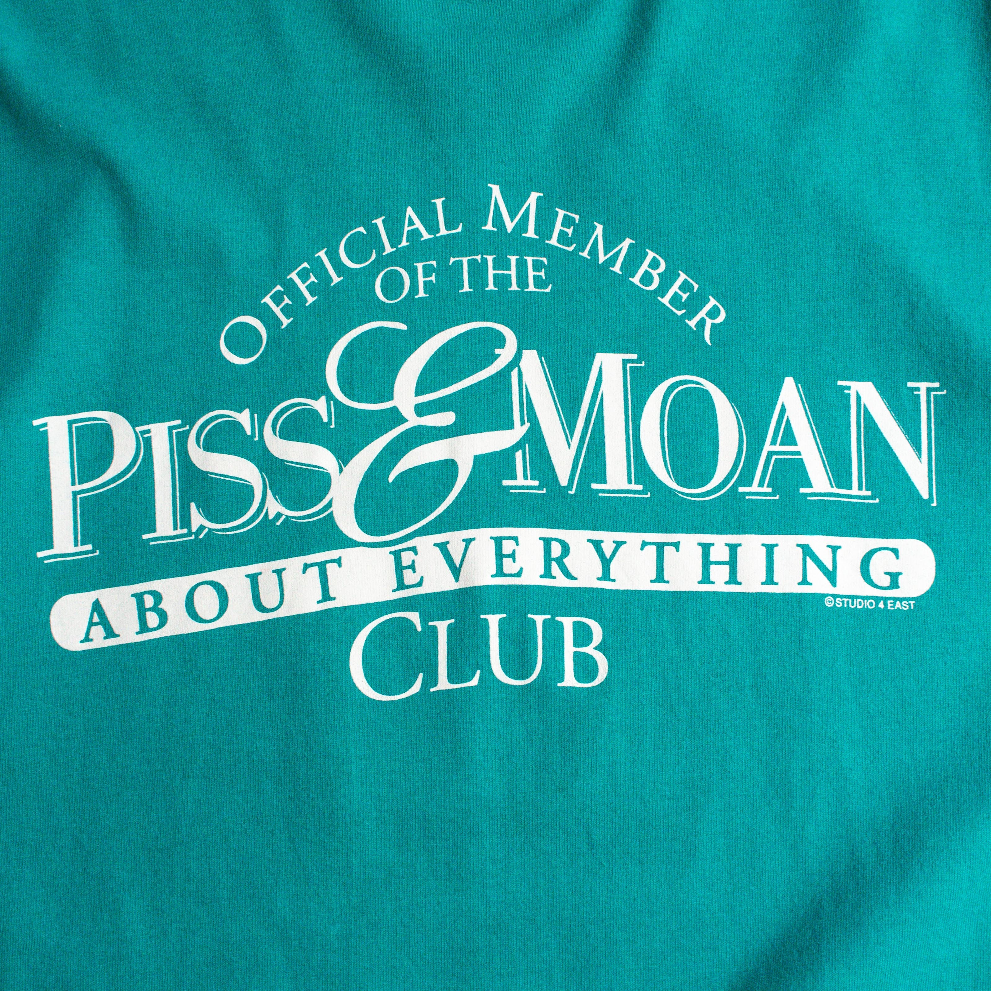 80-90S VINTAGE TEE 美國製 藍綠色 標語 短袖 T恤