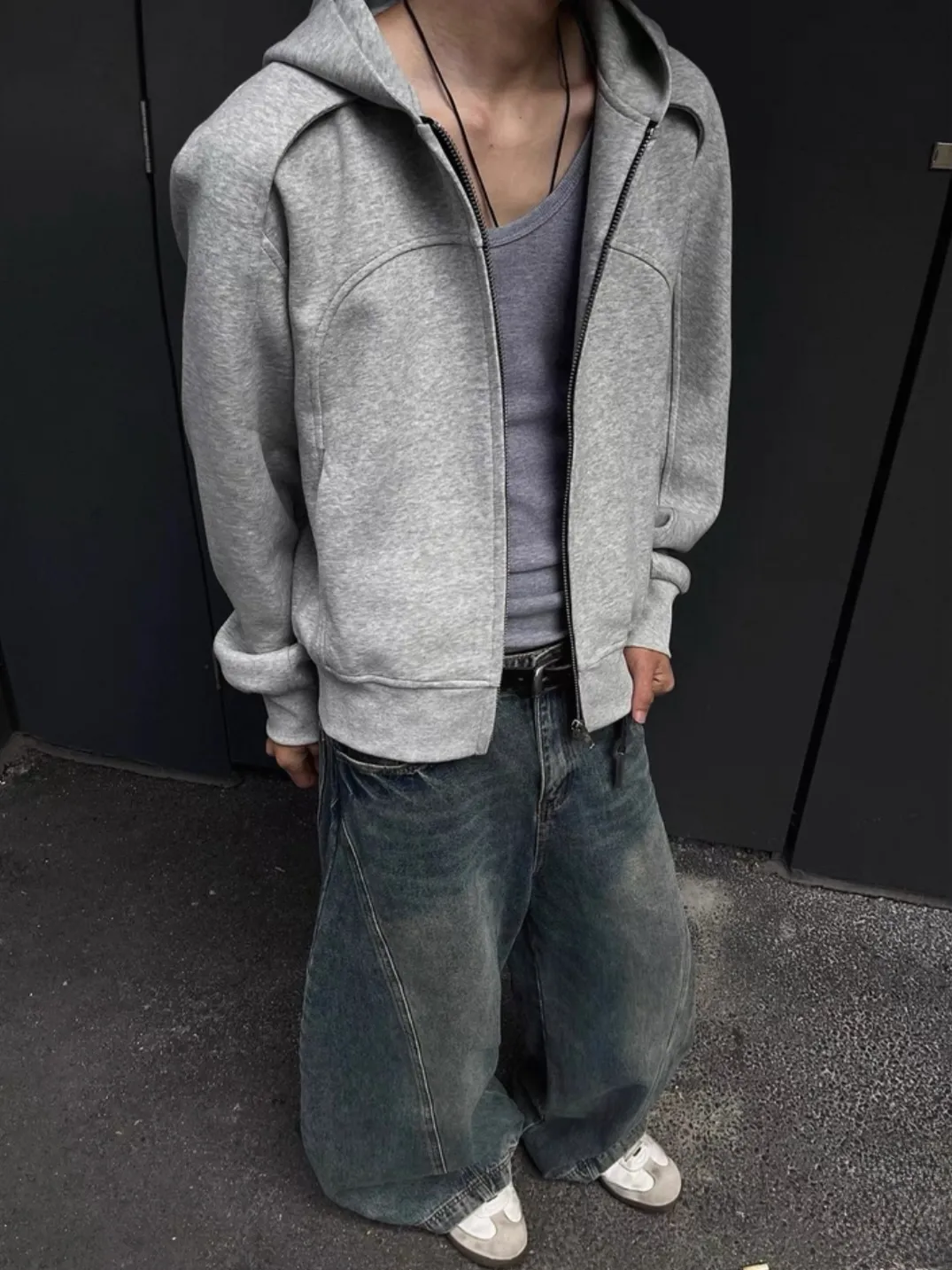 ＃整套皆有販售 寬短 拼接 立體 連帽 棉質 外套