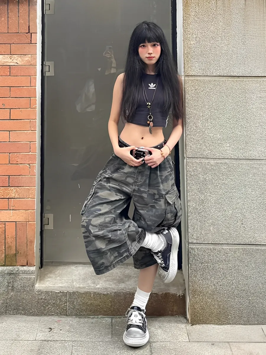 美式 復古 迷彩 七分 休閒 短褲