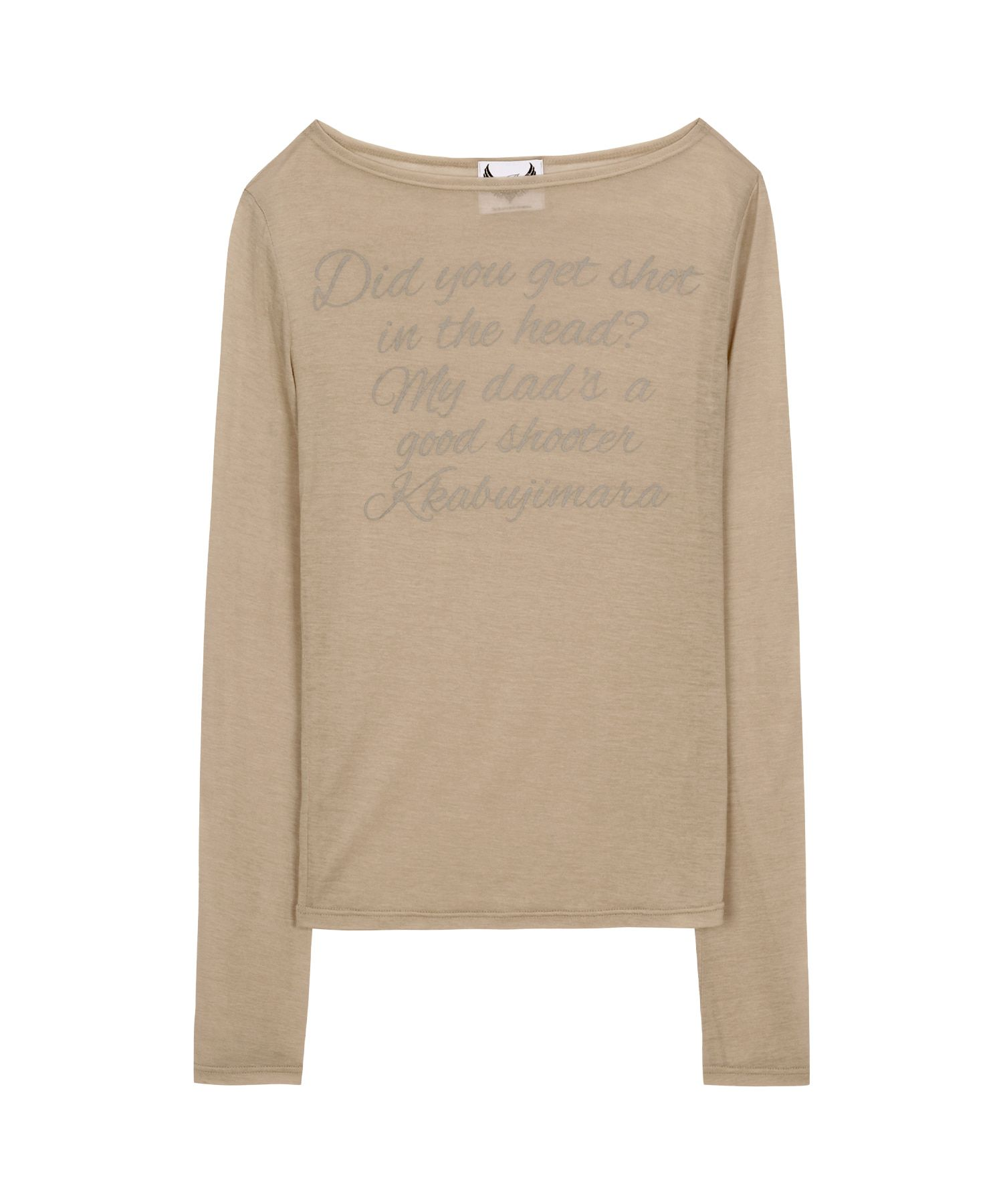 Gila Archive Lettering Sheer Long Sleeve T-Shirt(Beige)