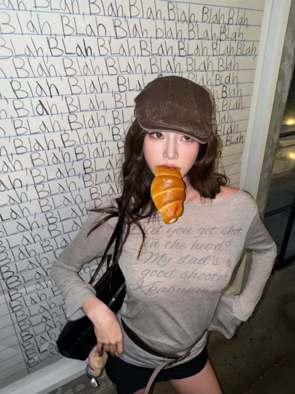 Gila Archive Lettering Sheer Long Sleeve T-Shirt(Grey)