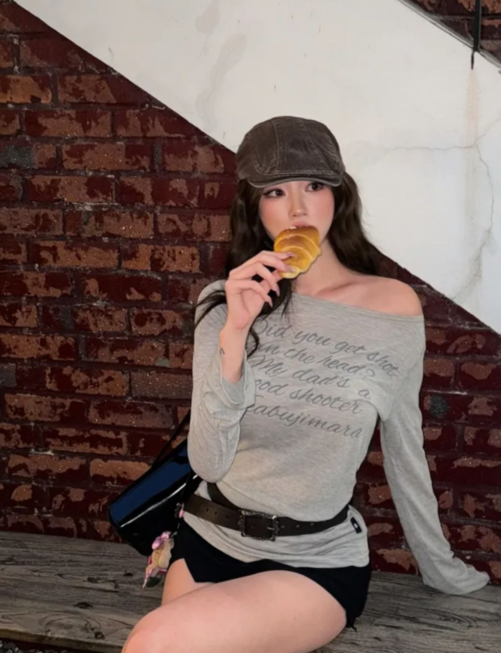 Gila Archive Lettering Sheer Long Sleeve T-Shirt(Grey)