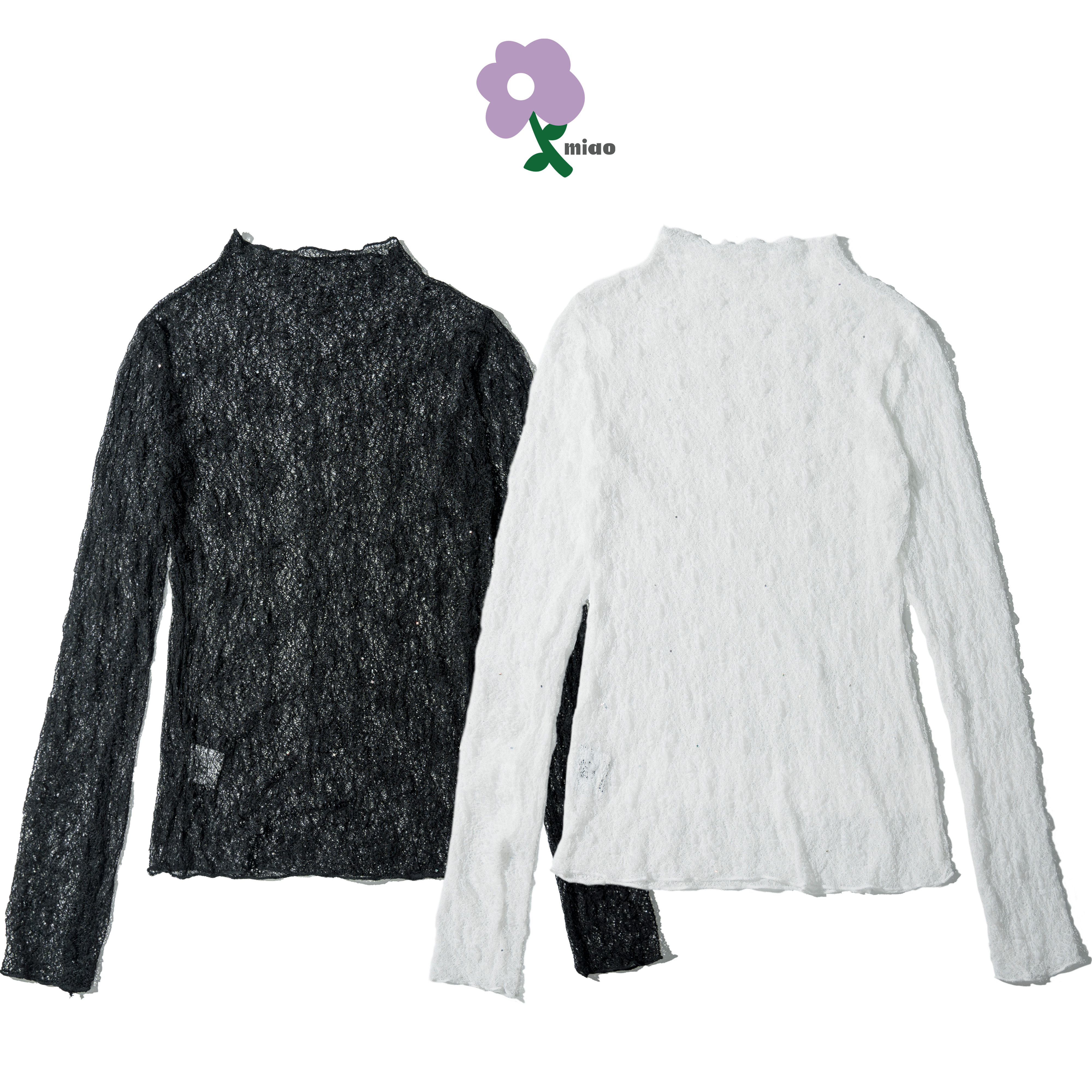 AGILITY MIAO Turtleneck Lace Top 小高領 蕾絲亮片 上衣 [M-T8]