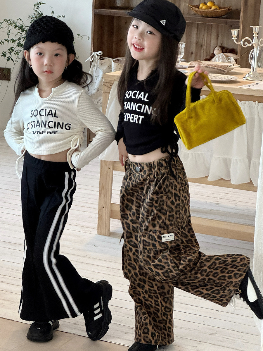 秋季豹紋工裝長褲