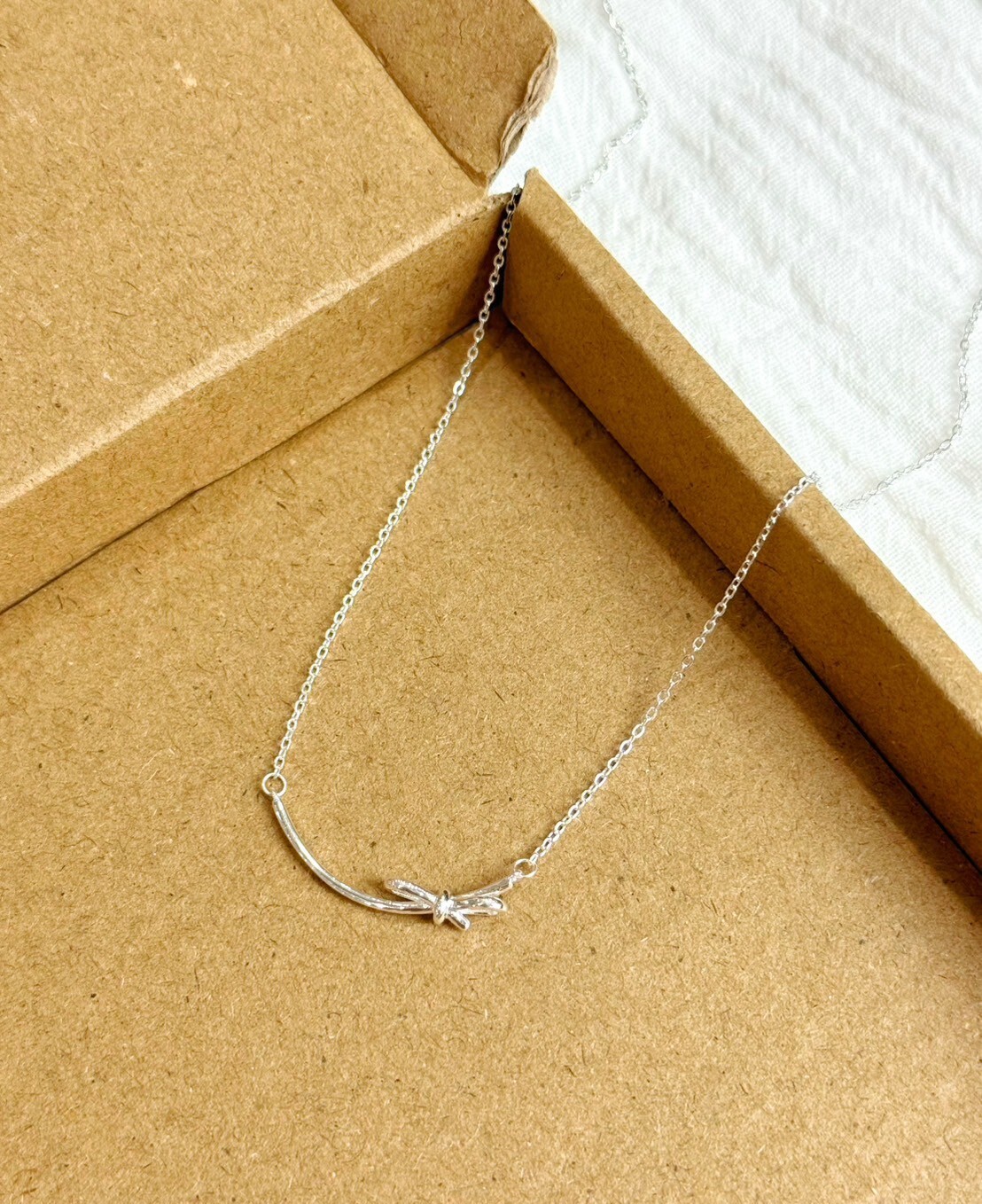 微笑少女|蝴蝶結純銀項鍊