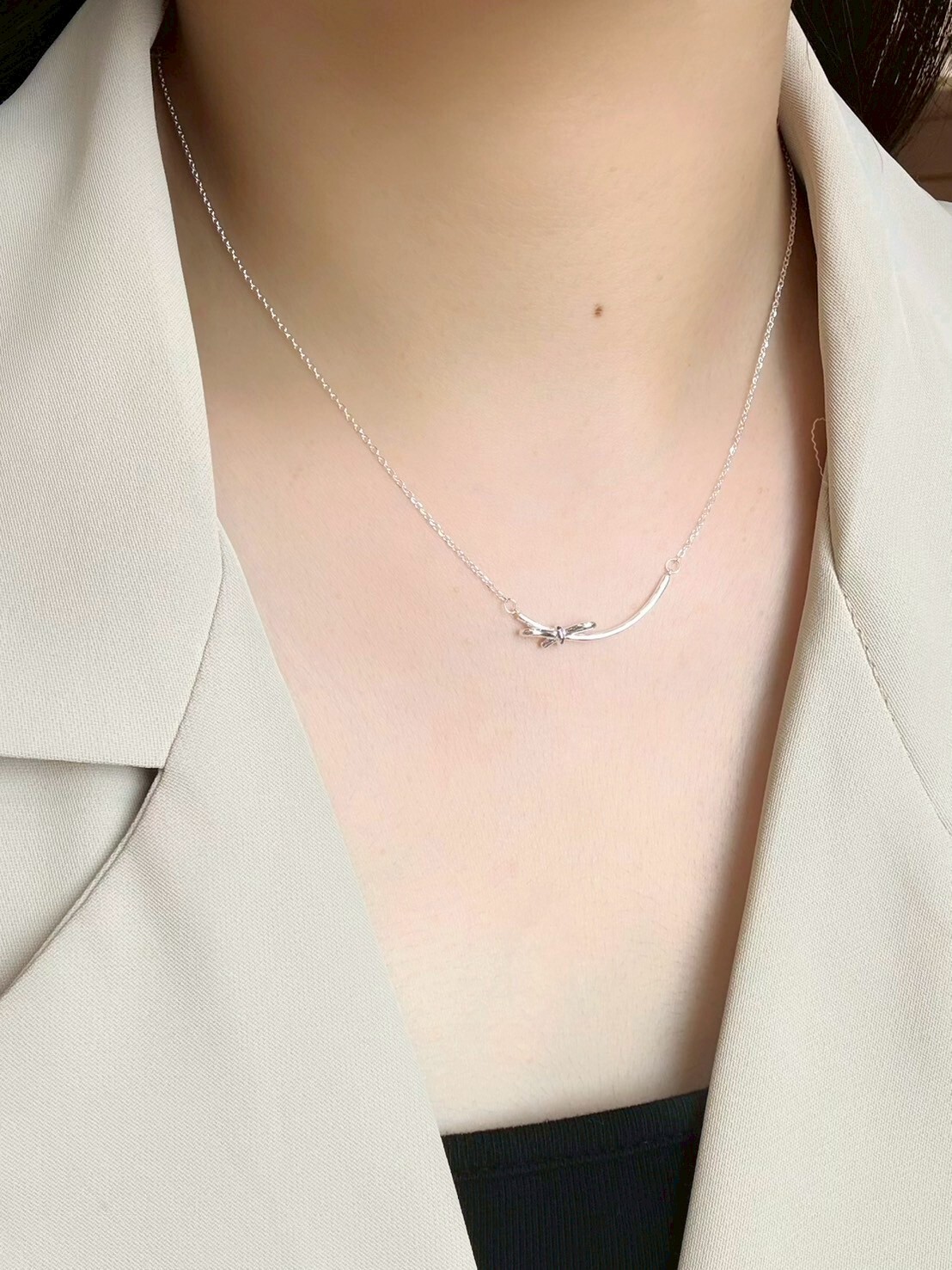 微笑少女|蝴蝶結純銀項鍊