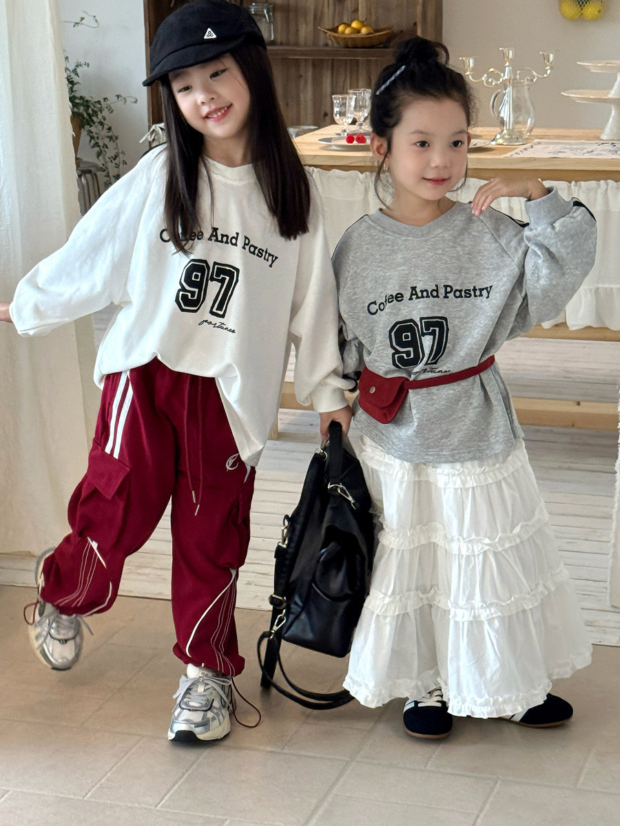 美式寬鬆復古V領數字97上衣