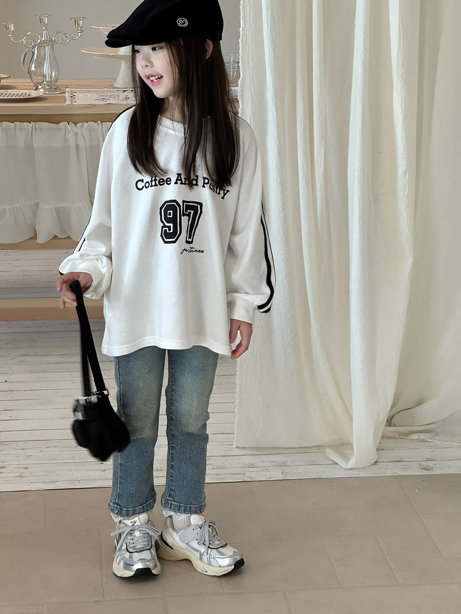 美式寬鬆復古V領數字97上衣