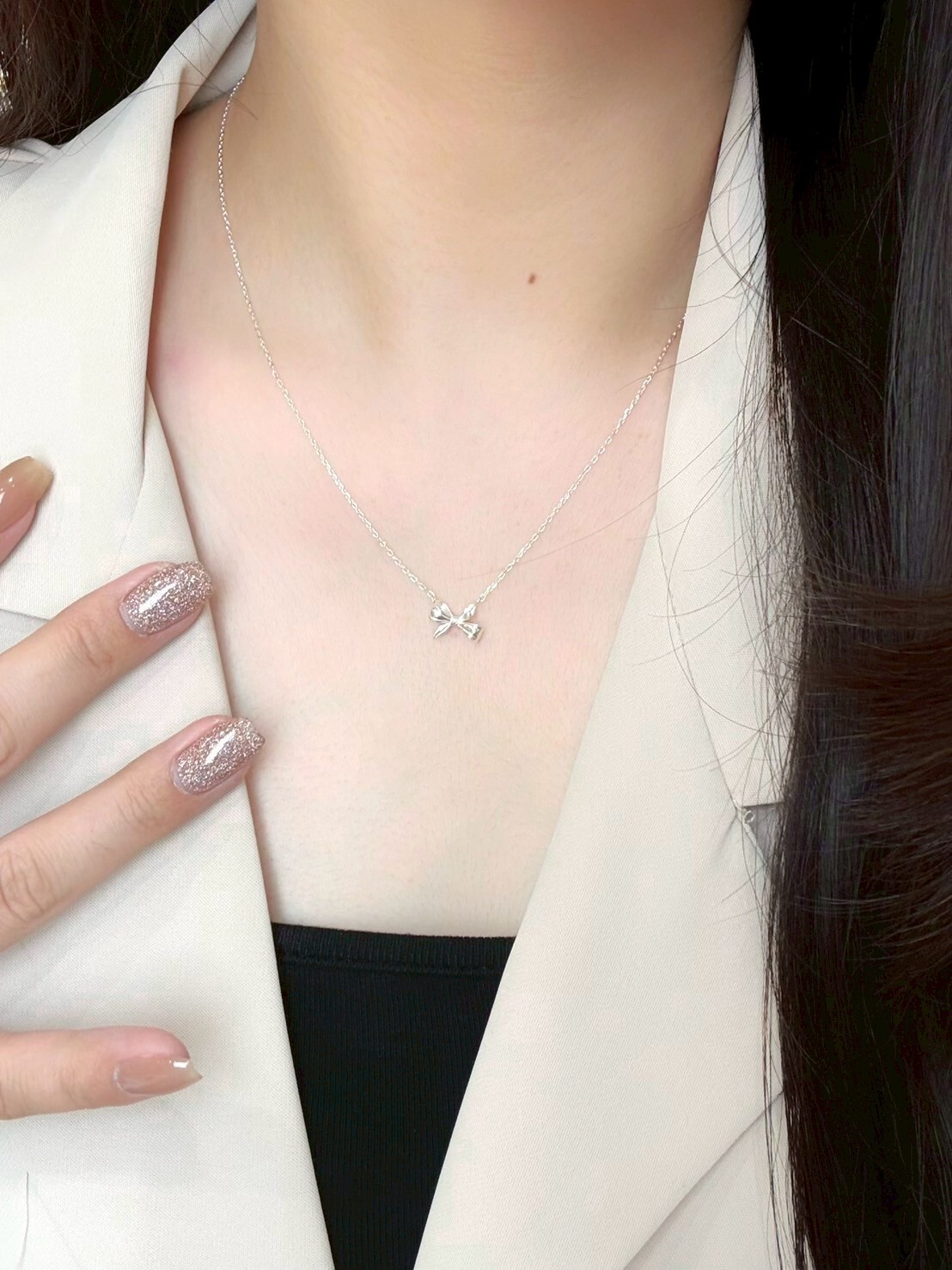 緞帶蝴蝶結純銀項鍊