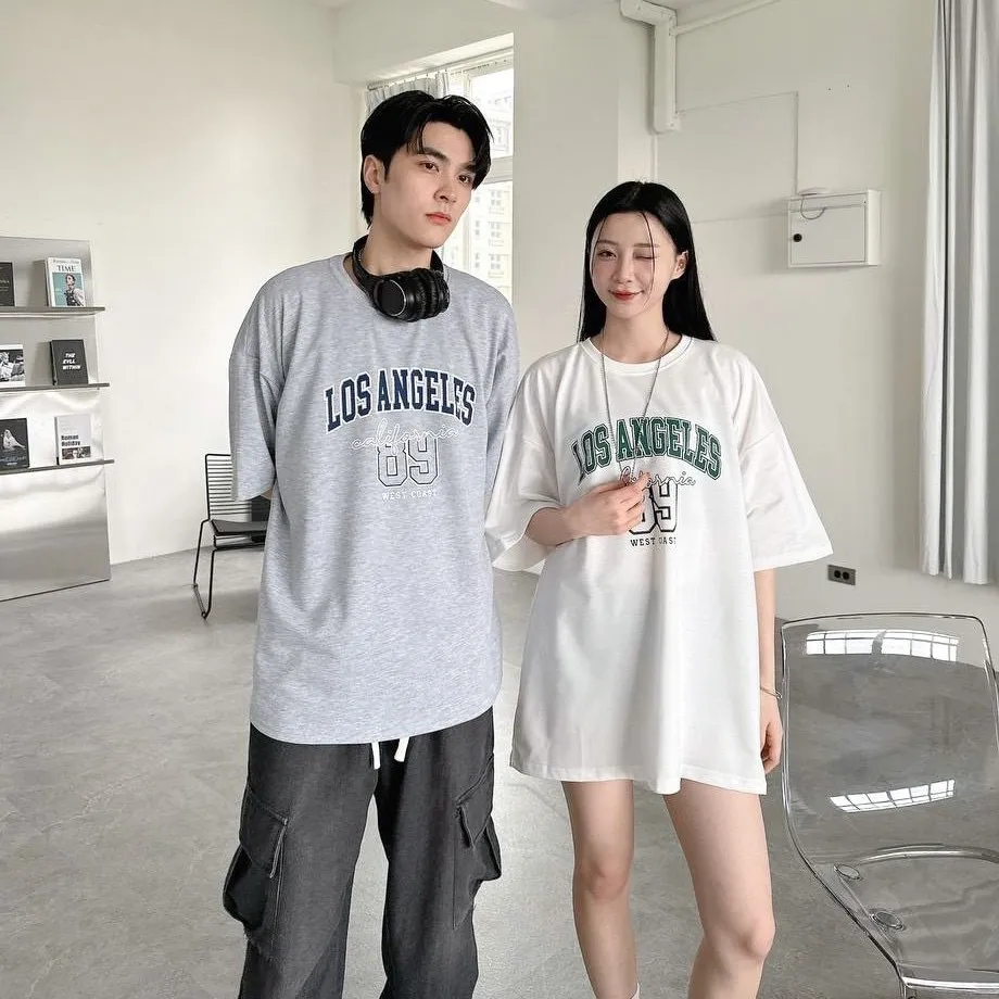 LOS ANGELES 美式 英文 寬鬆 男女 短袖