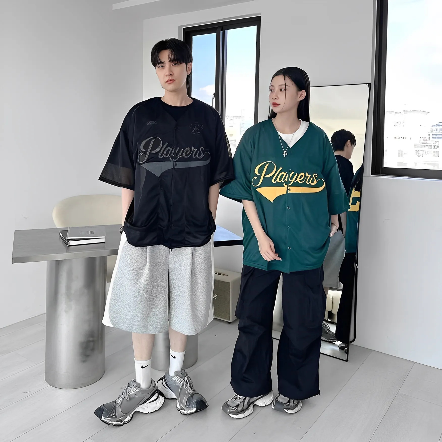 Players 美式 V領 網眼 棒球 外套 襯衫