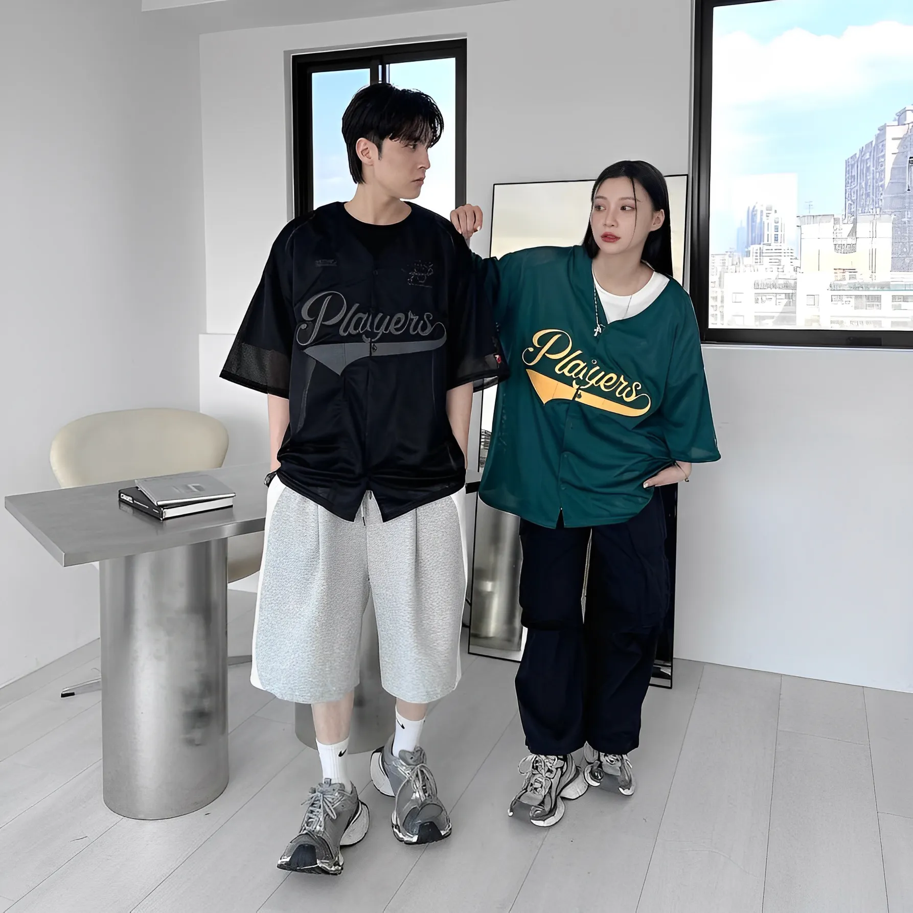 Players 美式 V領 網眼 棒球 外套 襯衫