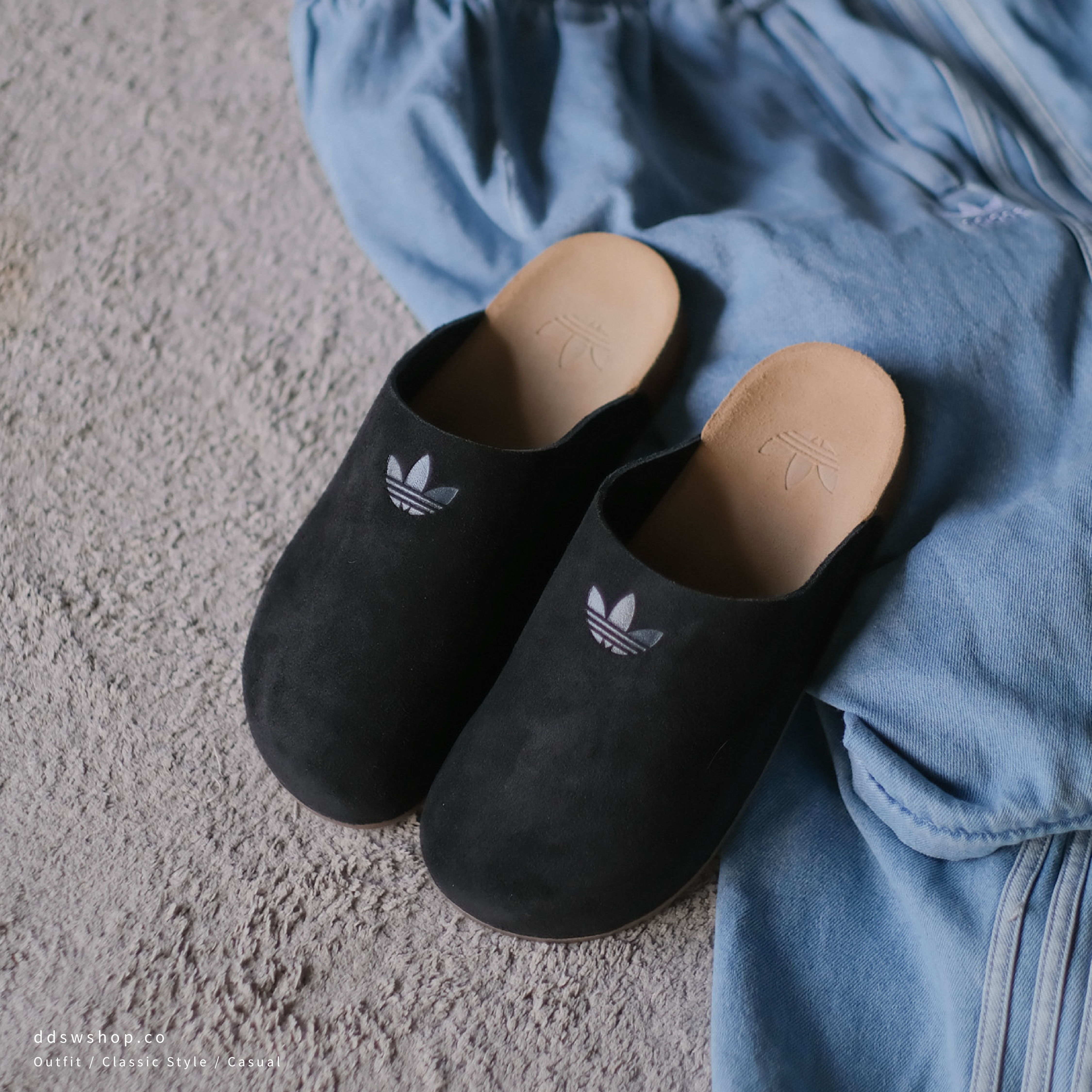 "代購" ADIDAS ORIGINALS ADIMULE 麂皮穆勒鞋 勃肯鞋 全黑 男女鞋 JQ4367