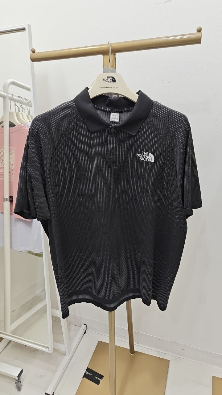 [K] THENORTHFACE BLACK M/S AIRWEAVE S/S POLO TEE, NT7PR17A-BLK (KTNF159)