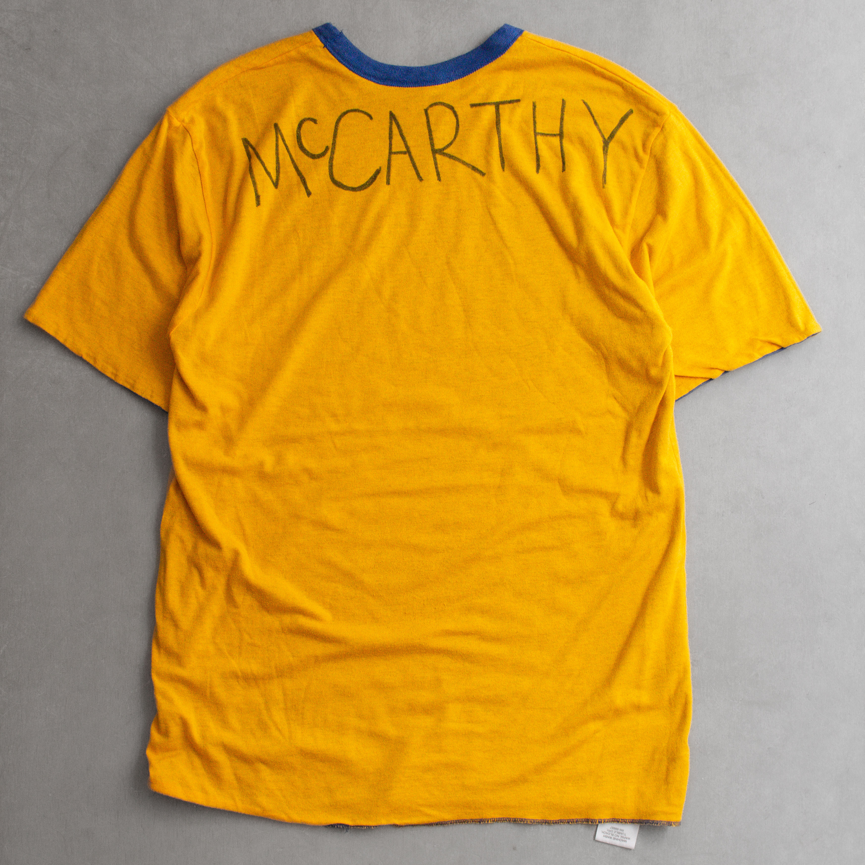 70-80S VINTAGE REVERSIBLE TEE 美國製 藍黃 兩段 雙面穿 短袖 T恤