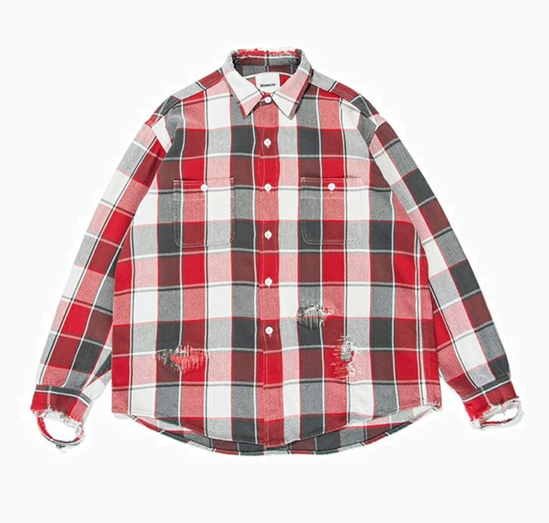 BOWWOW REPAIR AGEING FLANNEL SHIRTS - RED DAMAGED PRE ORDER ITEM (預訂中)