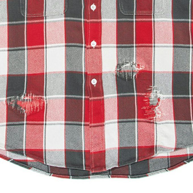 BOWWOW REPAIR AGEING FLANNEL SHIRTS - RED DAMAGED PRE ORDER ITEM (預訂中)
