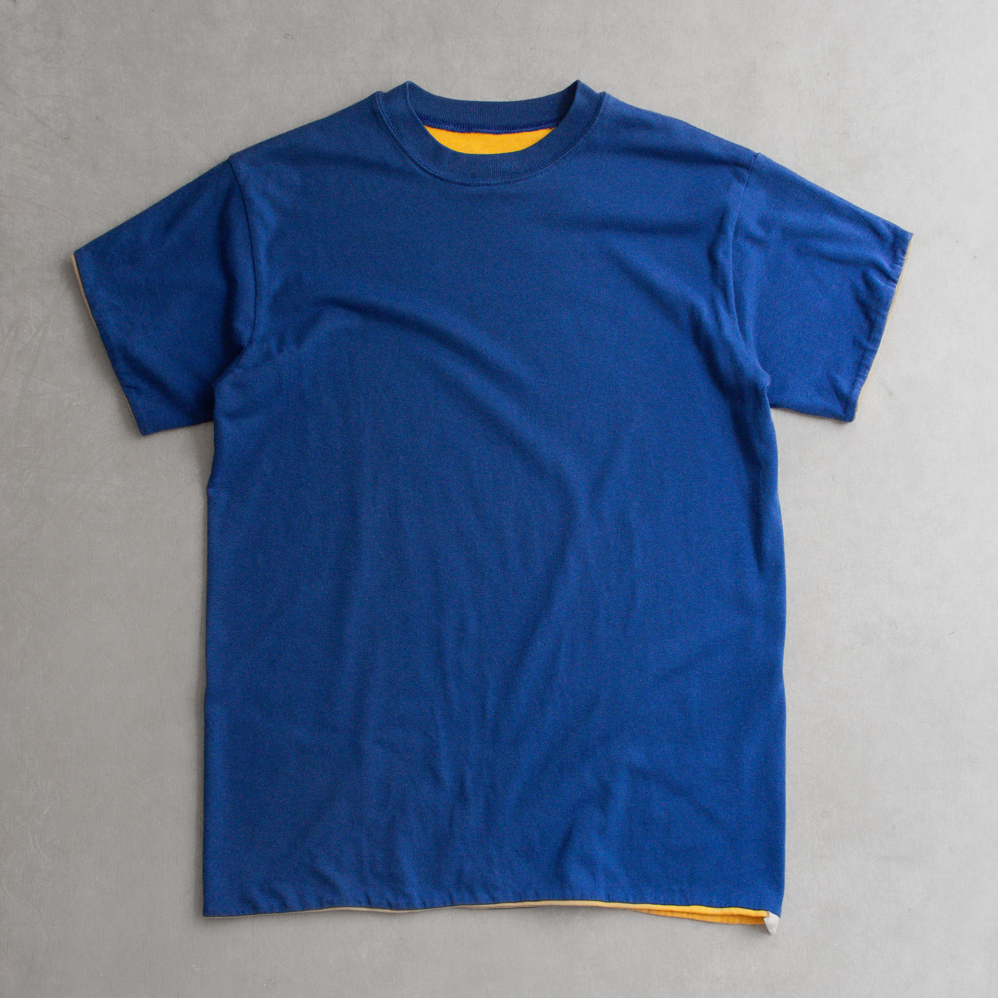 70-80S VINTAGE REVERSIBLE TEE 美國 藍黃 素面 雙面穿 短袖 T恤