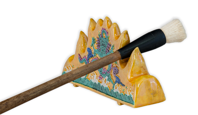 鹿港窯禮品館｜素三彩筆山 手工陶瓷筆架 中式書房藝術擺設推薦