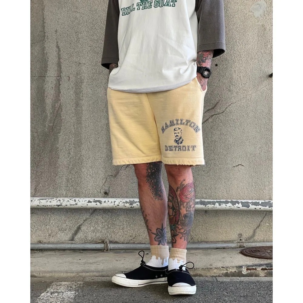 LAST PCS: BOWWOW HAMILTON SWEAT SHORTS - YELLOW AGING SIZE L PRE ORDER ITEM (預訂中)