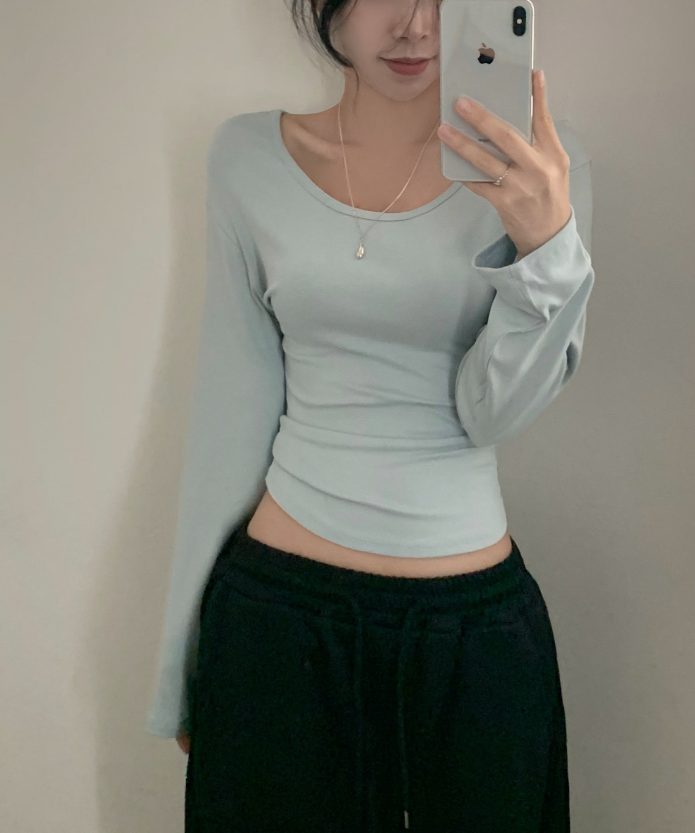 早秋預訂｜-5kg✨純色U長袖T 恤