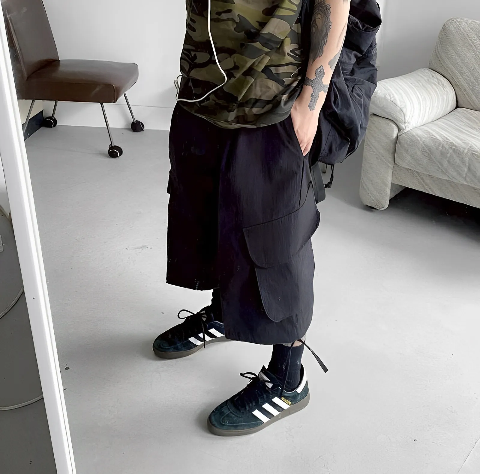 Cargo 七分 口袋 工裝 休閒 短褲 七分褲