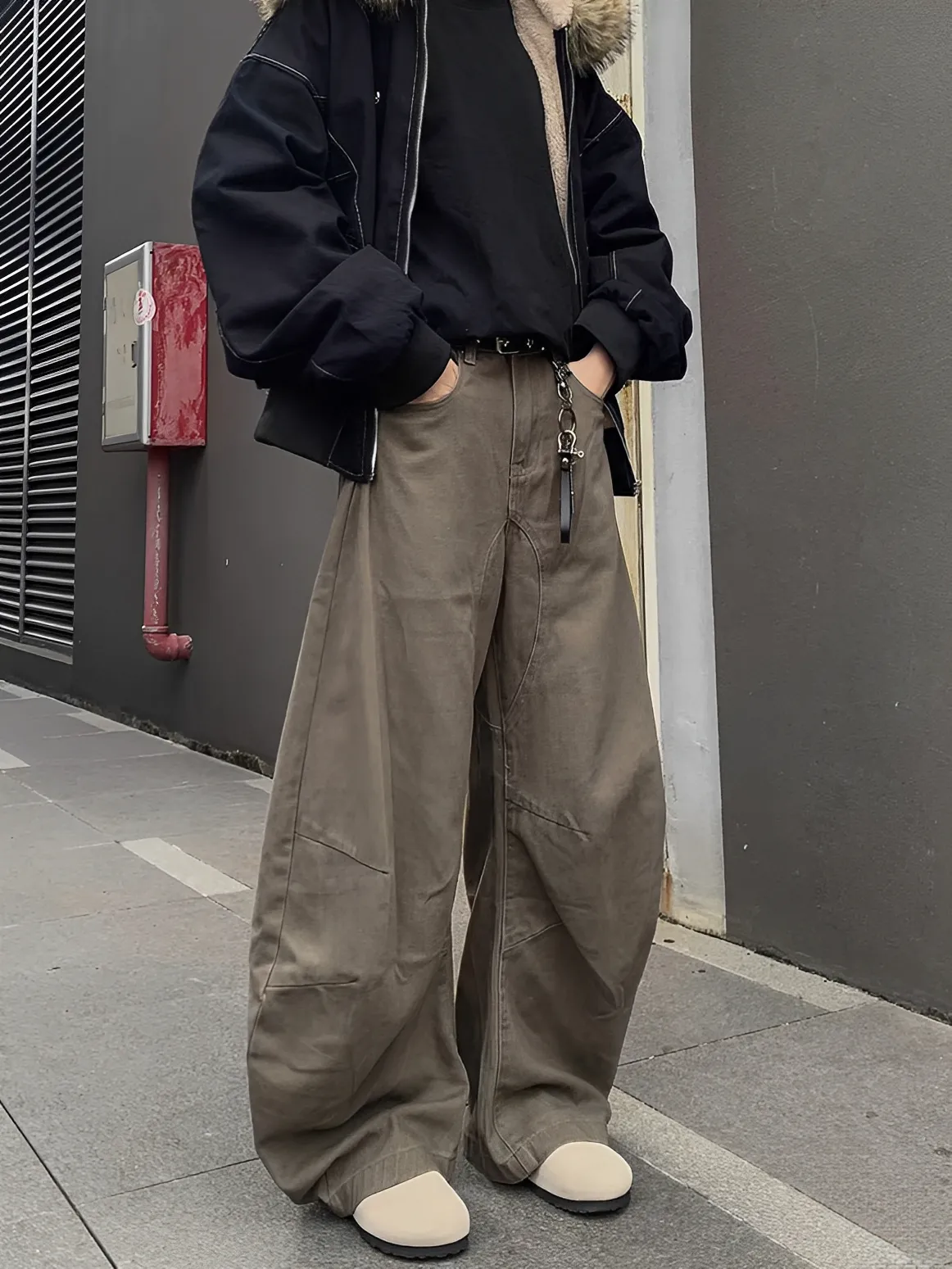 Cleanfit 美式 復古 日系 簡約 工裝 彎刀 長褲